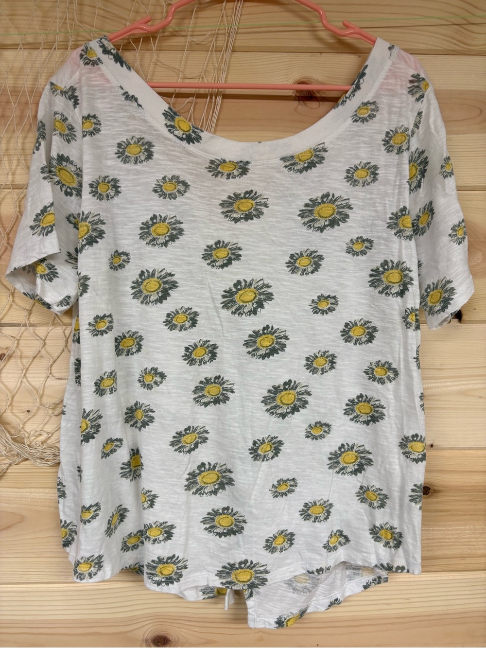 The Sweatshirt Project White Scoop Neck Tee with Yellow Sunflower Print